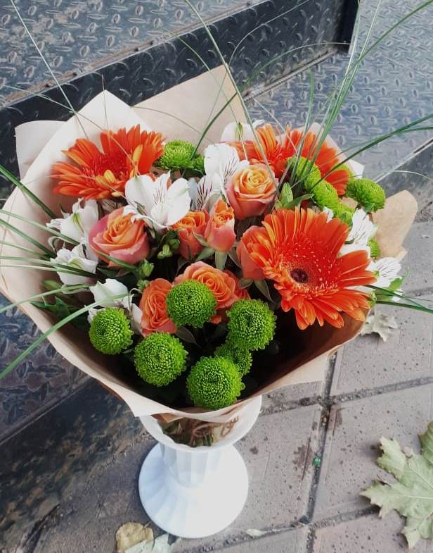 Букет цветов из: Герберы, Хризантемы, Альстромерии и Розы в Большое Козино