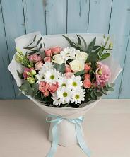 Букет цветов из:  Розы, Лизиантусы и Хризантемы в Большое Козино