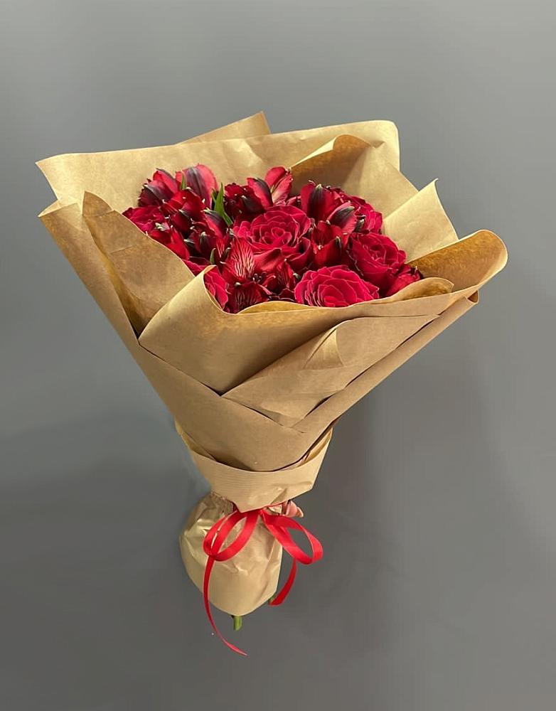 Букет цветов из: Альстромерии и Розы в Большое Козино