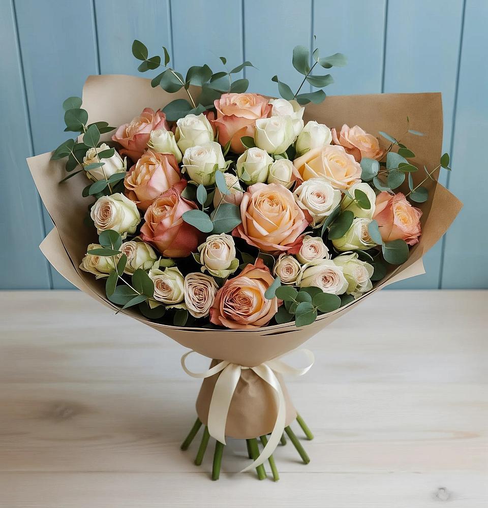 Букет цветов из: Альстромерии и Розы в Большое Козино