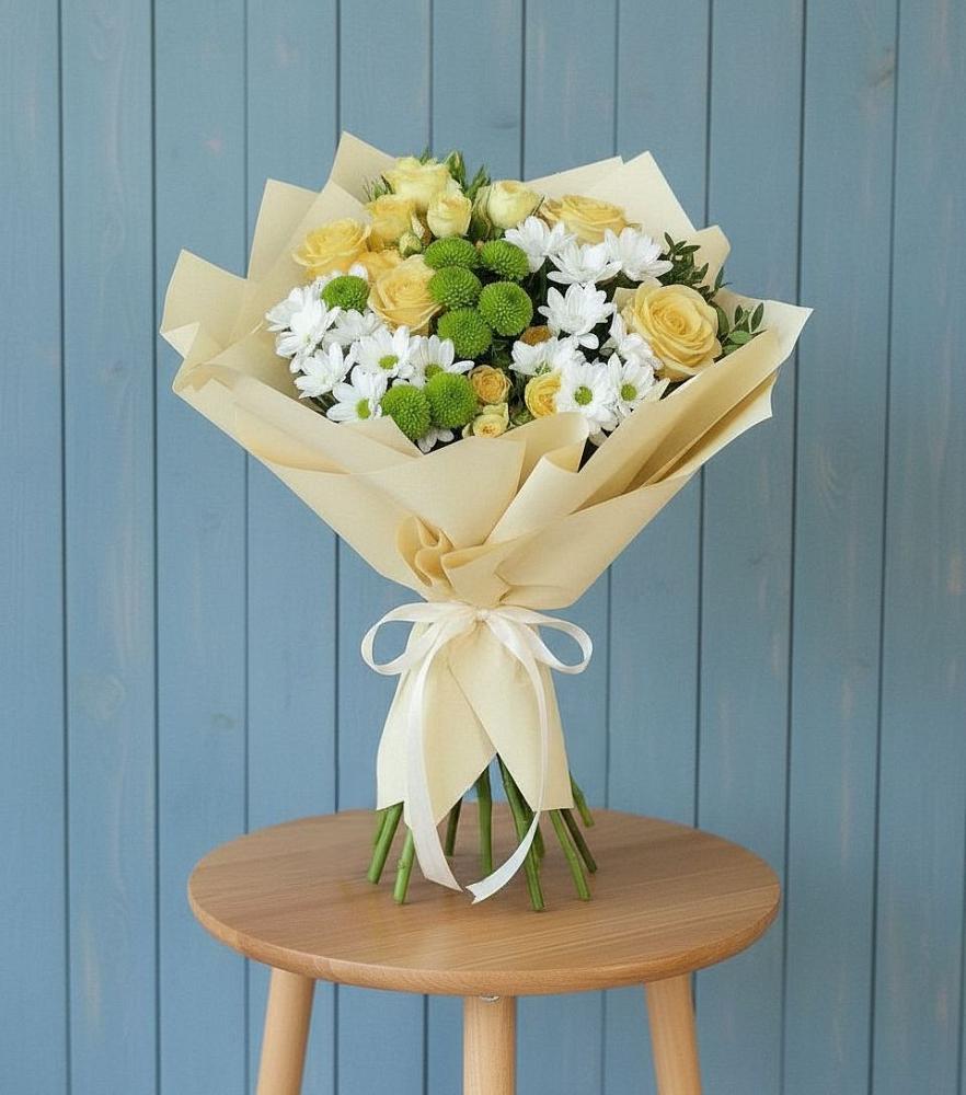 Букет цветов из: Хризантемы и Розы в Большое Козино