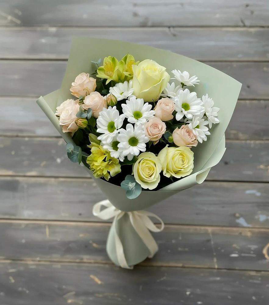 Букет цветов из: Альстромерии, Розы и Хризантемы в Большое Козино