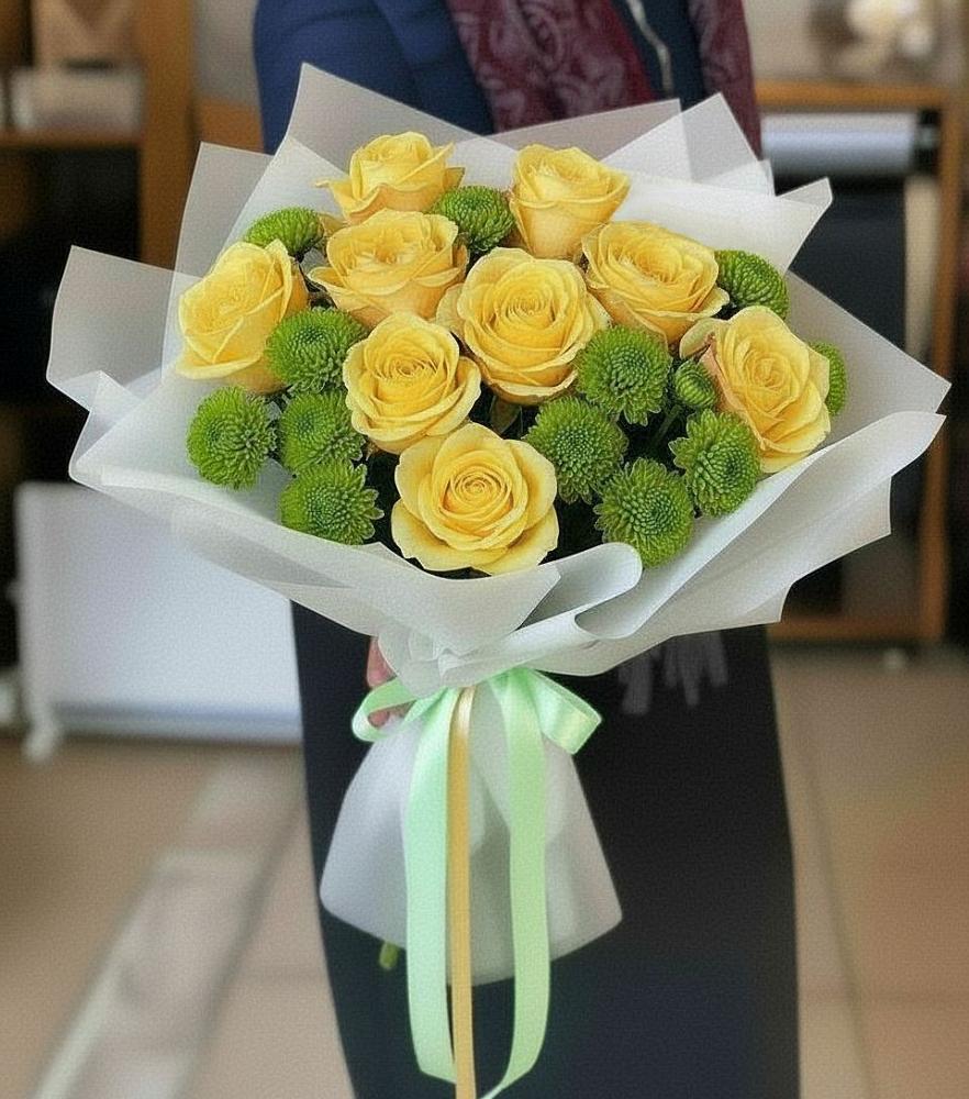 Букет цветов из: Хризантемы и Розы в Большое Козино