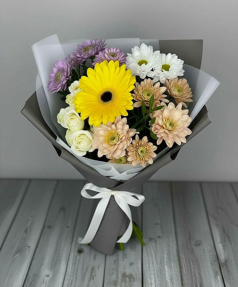 Букет цветов из: Розы, Герберы и Хризантемы в Большое Козино