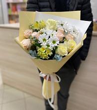 Букет цветов из:  Альстромерии, Розы и Хризантемы в Большое Козино