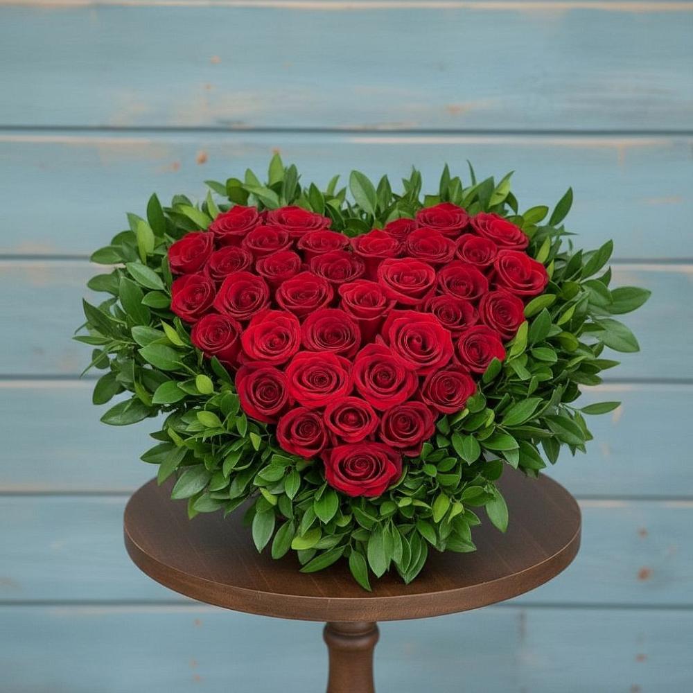 Цветочная композиция из Розы в виде сердца в Большое Козино