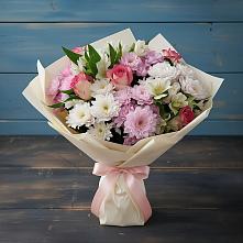 Букет цветов из:  Хризантемы, Альстромерии и Розы #REPLACE_PRED# Большое Козино