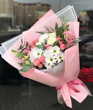 Букет цветов из:  Розы, Лизиантусы и Хризантемы в Большое Козино