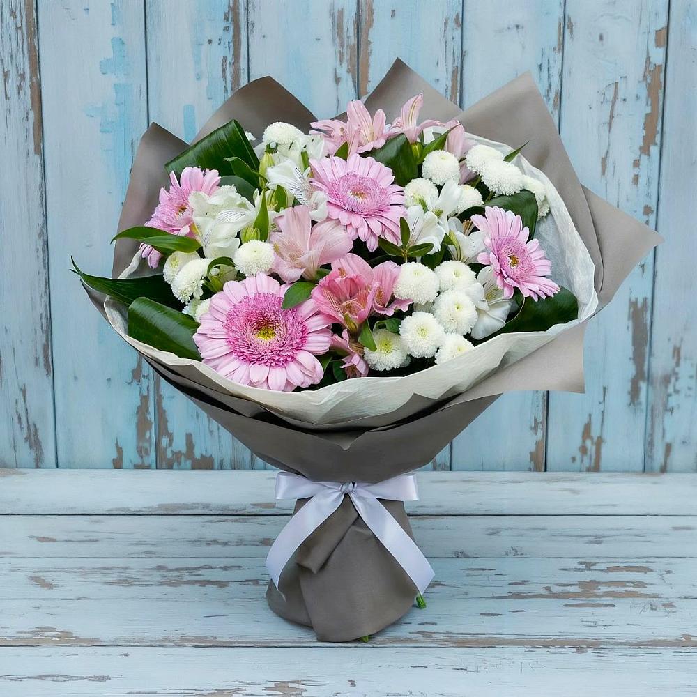 Букет цветов из: Герберы, Альстромерии и Хризантемы в Большое Козино