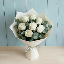 Букет Белые розы в Эвкалипте #REPLACE_PRED# Большое Козино