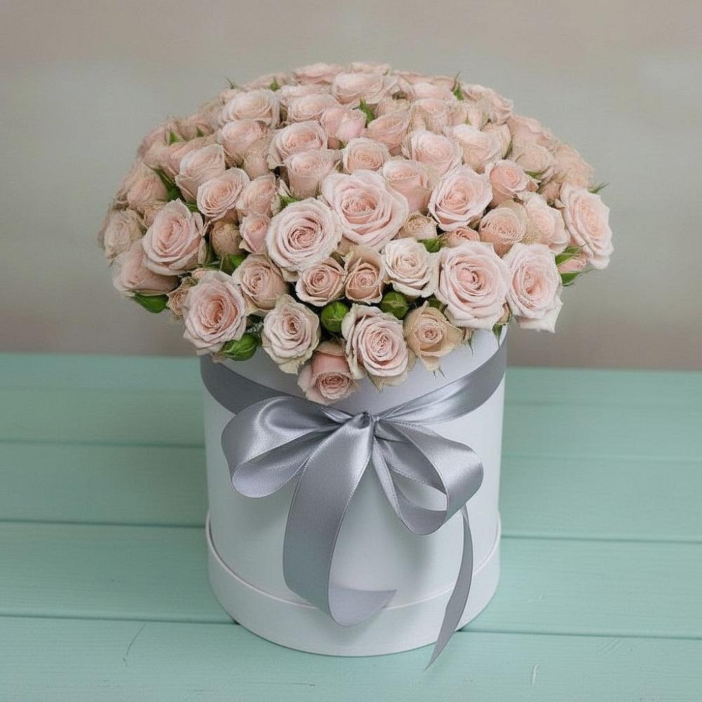 Цветочная композиция из Розы в шляпной коробке в Большое Козино