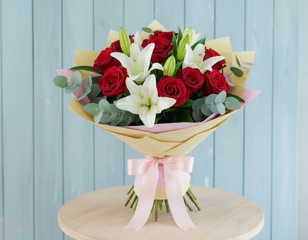 Букет цветов из: Лилии и Розы в Большое Козино